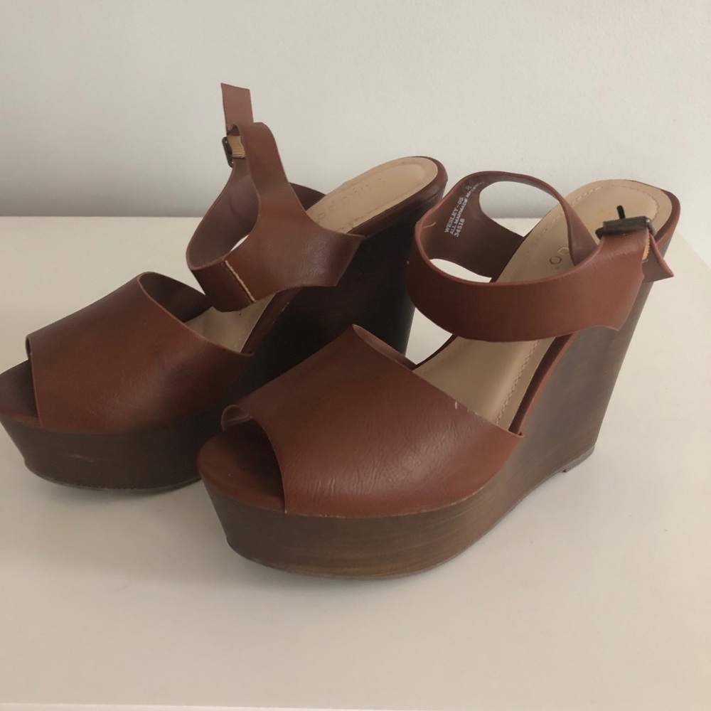 Brown Platform Wedges - image 2